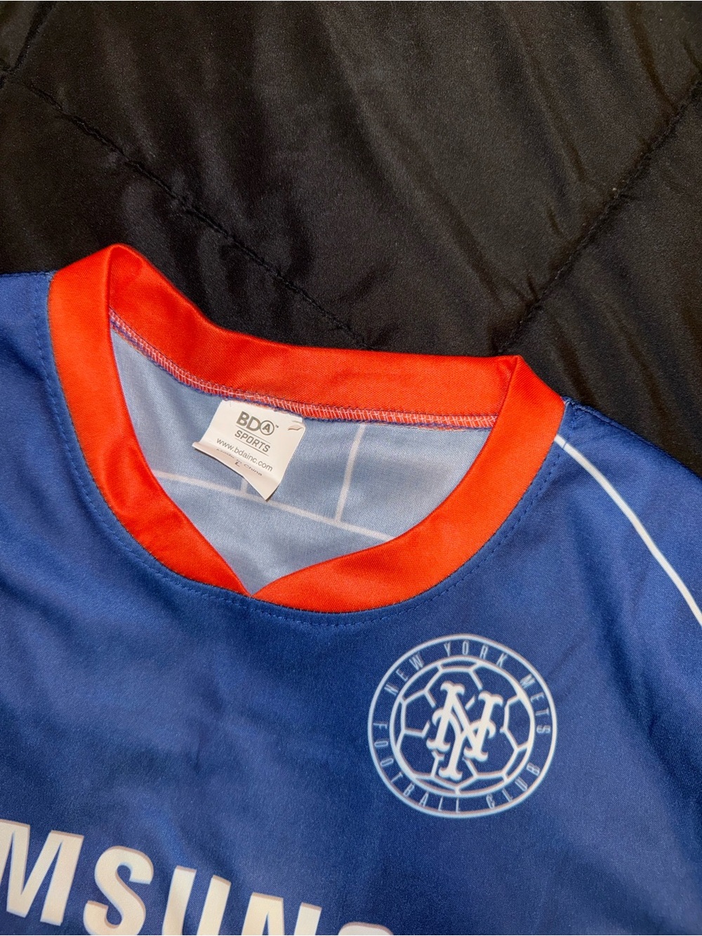 Samsung Blue Short-Sleeve Tee with Orange Trim - Picture 3 of 4